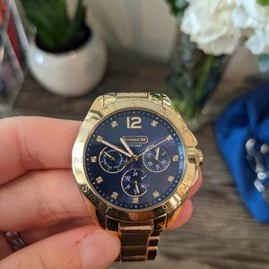 Gold Coach watch 36mm, navy blue face.